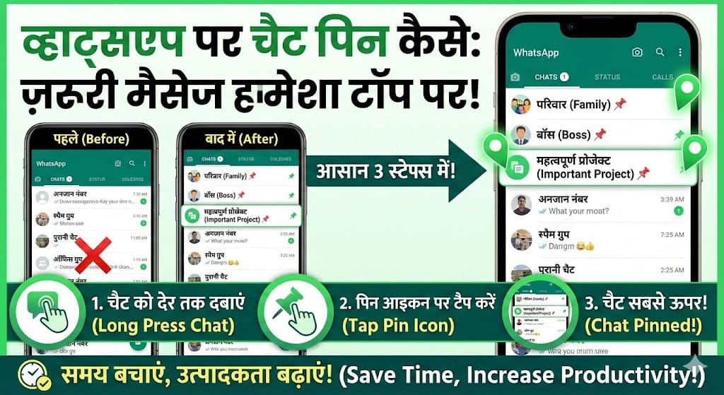 WhatsApp Chat Pin Kaise Kare: इंपॉर्टेंट मैसेज को टॉप पर रखने का सबसे आसान तरीका, यूज़ करें ये सेटिंग WhatsApp Chat Pin Kaise Kare
