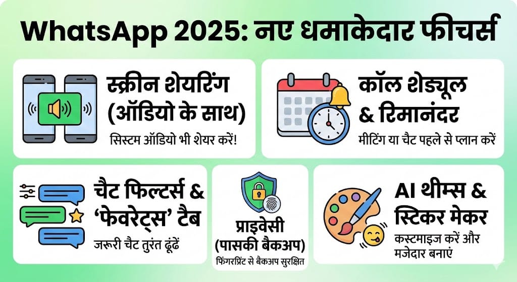 WhatsApp Features 2025: इन 8 धमाकेदार फीचर्स ने बदल दी चैटिंग की दुनिया, जानें सब कुछ WhatsApp Features 2025