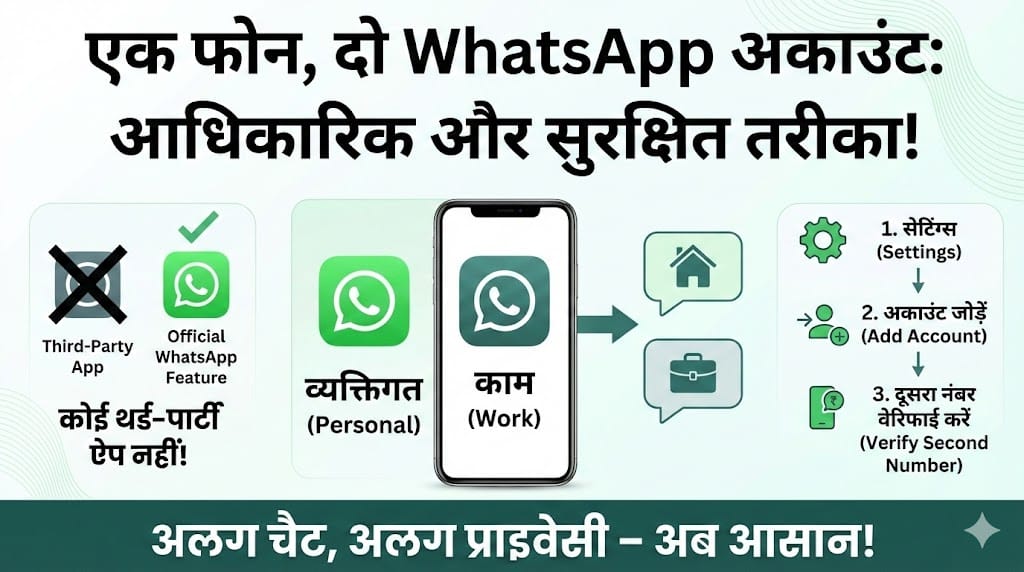 अब एक ही फोन में चलाएं 2 WhatsApp अकाउंट्स – जानिए सबसे आसान और सुरक्षित तरीका!