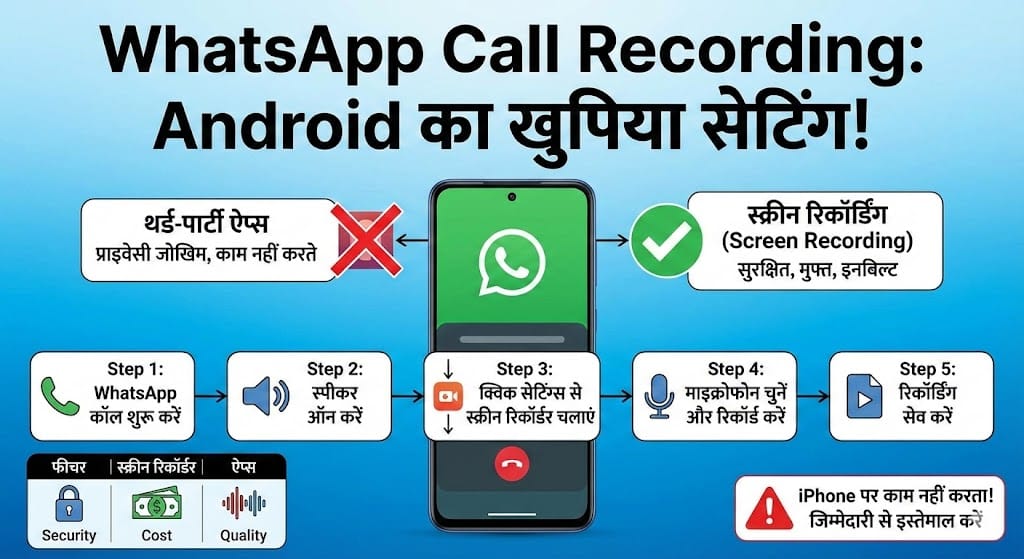 WhatsApp Call Recording Kaise Karte Hai? Android का वो खुफिया सेटिंग जिसे 99% लोग नहीं जानते! (100% Working) WhatsApp Call Recording Kaise Karte Hai? Android का वो खुफिया सेटिंग जिसे 99% लोग नहीं जानते! (100% Working)