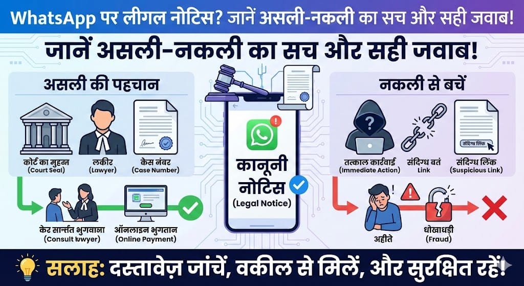 WhatsApp पर लीगल नोटिस: असली या नकली? जानिए कैसे करें पहचान और बचाव WhatsApp पर लीगल नोटिस: असली या नकली? जानिए कैसे करें पहचान और बचाव
