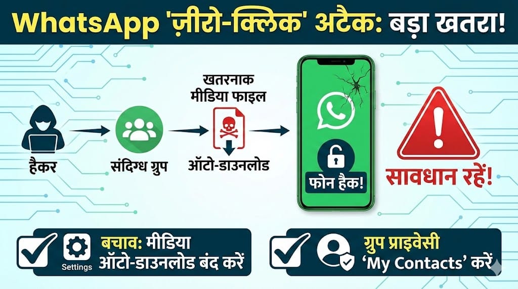 WhatsApp पर बड़ा खतरा: नए Zero-Click Attack से Android फोन हो सकते हैं Hack, तुरंत बदलें ये सेटिंग्स WhatsApp पर बड़ा खतरा: नए Zero-Click Attack से Android फोन हो सकते हैं Hack, तुरंत बदलें ये सेटिंग्स