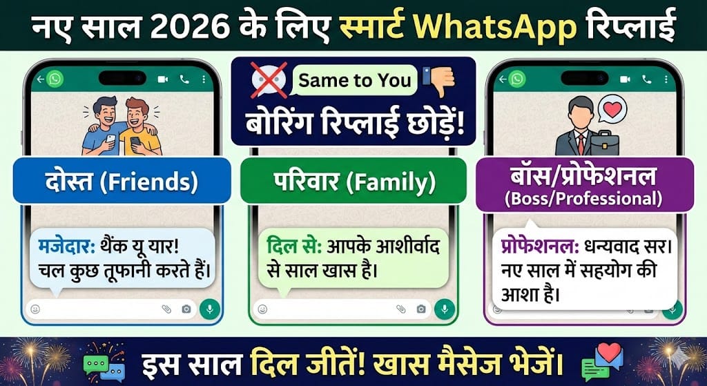 New Year 2026: WhatsApp पर 'Same to You' से हैं बोर? इन खास रिप्लाई से जीतें सबका दिल New Year 2026