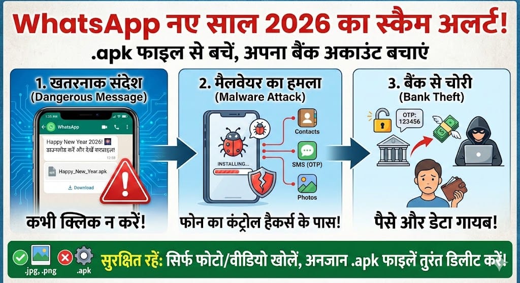 WhatsApp New Year 2026 Scam: सावधान! हैप्पी न्यू ईयर विश के नाम पर खाली हो सकता है आपका बैंक अकाउंट, जानें कैसे बचें WhatsApp New Year 2026 Scam