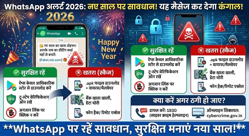 WhatsApp Alert 2026: सावधान! नए साल पर आया यह WhatsApp मैसेज कर देगा आपका बैंक खाता खाली, पुलिस की चेतावनी WhatsApp Alert 2026