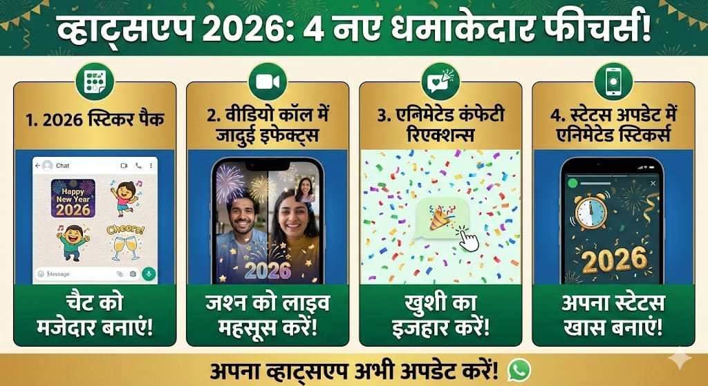 WhatsApp New Features 2026: वीडियो कॉल इफेक्ट्स और स्टिकर्स के साथ मनाएं नया साल