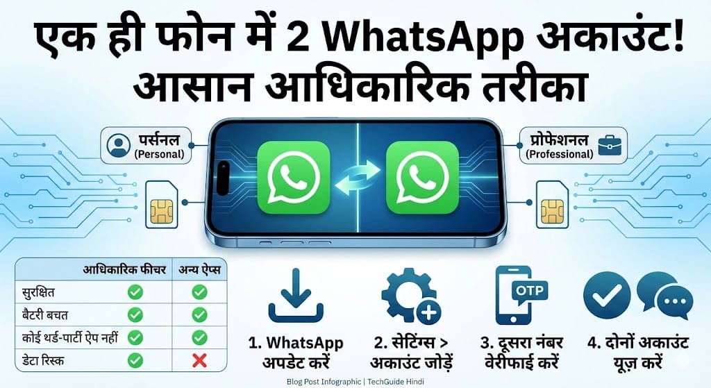 WhatsApp Trick: एक ही फोन में 2 WhatsApp अकाउंट कैसे चलाएं? (100% Working) WhatsApp Trick: एक ही फोन में 2 WhatsApp अकाउंट कैसे चलाएं? (100% Working)
