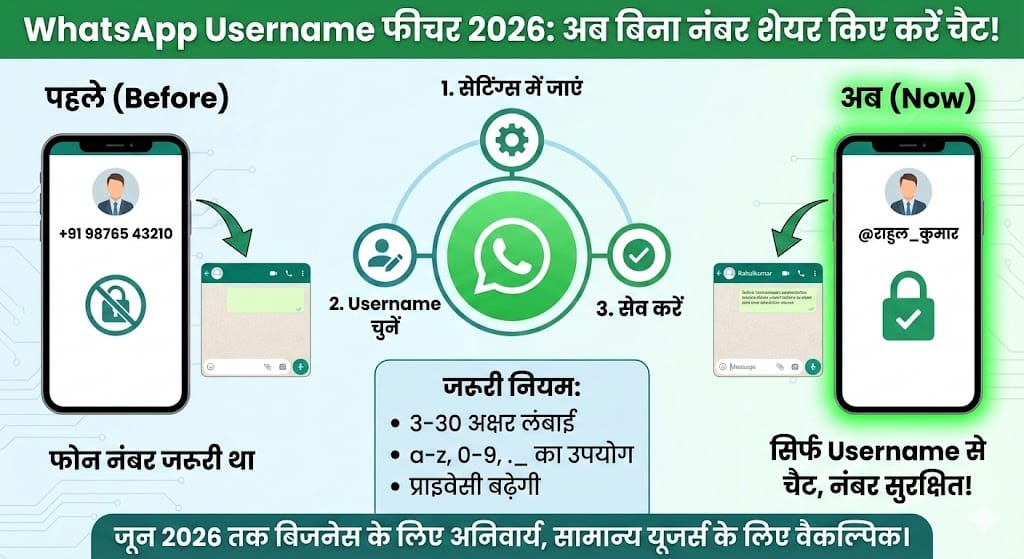 WhatsApp Username Feature 2026: अब बिना नंबर दिए करें चैट, जानें सेट करने का तरीका