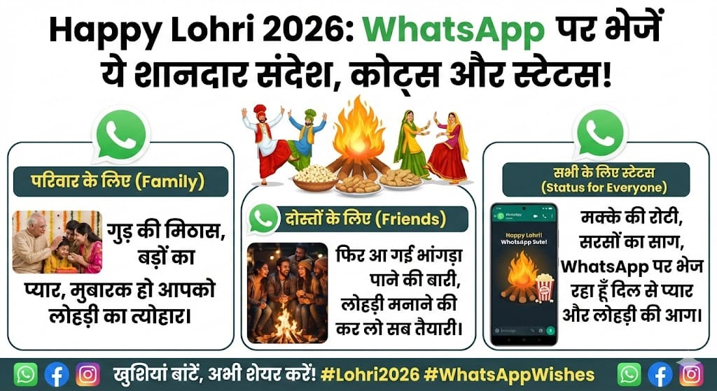 Happy Lohri 2026: बेस्ट Wishes और Quotes भेजें WhatsApp पर, जीतें सबका दिल