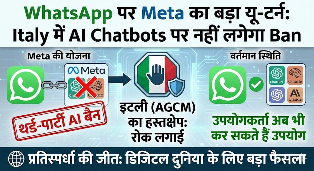 WhatsApp पर Meta का बड़ा झटका: Italy ने AI Chatbot Ban पर लगाई रोक, जानें पूरी खबर