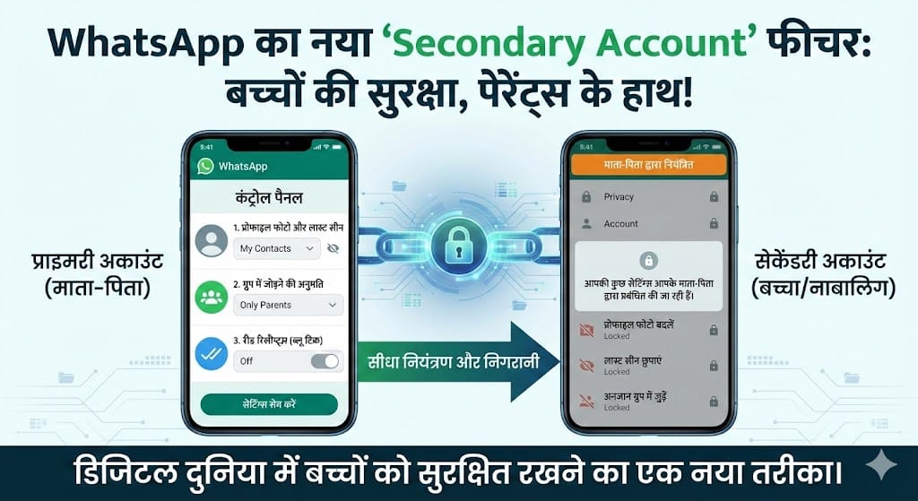 WhatsApp Update: अब पेरेंट्स करेंगे बच्चों की चैट कंट्रोल, आ रहा है Secondary Account फीचर WhatsApp Update: अब पेरेंट्स करेंगे बच्चों की चैट कंट्रोल, आ रहा है Secondary Account फीचर