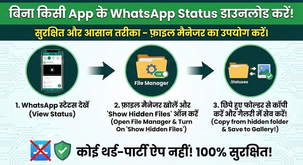 बिना किसी App के WhatsApp Status Video और Photo कैसे डाउनलोड करें? आसान और सुरक्षित तरीका