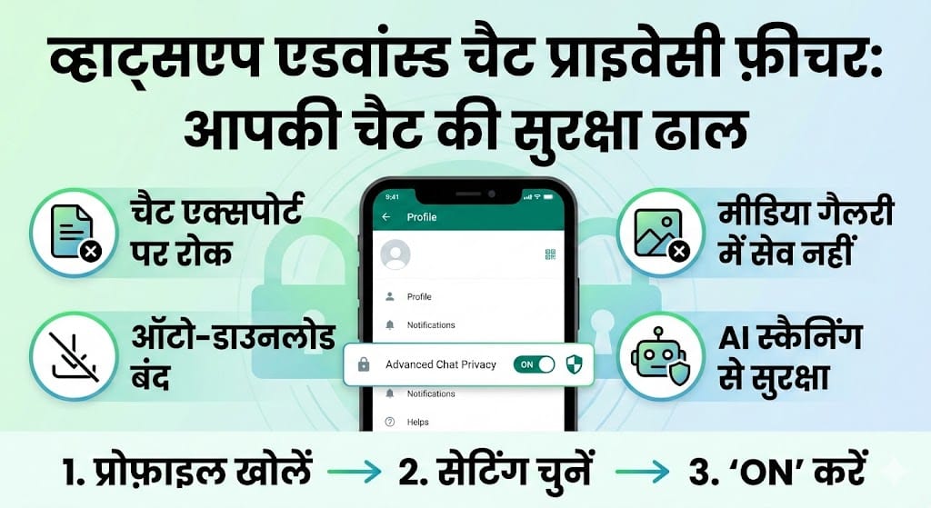 WhatsApp Advanced Chat Privacy Feature: जानें यह खुफ़िया सेटिंग आपकी चैट और मीडिया को लीक होने से कैसे बचाती है? WhatsApp Advanced Chat Privacy Feature