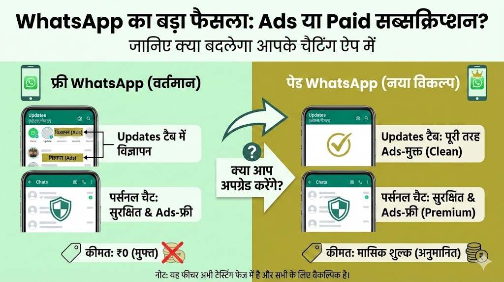 WhatsApp का बड़ा फैसला: क्या अब चैटिंग के लिए देने होंगे पैसे? जानिए WhatsApp Ads हटाने का सच