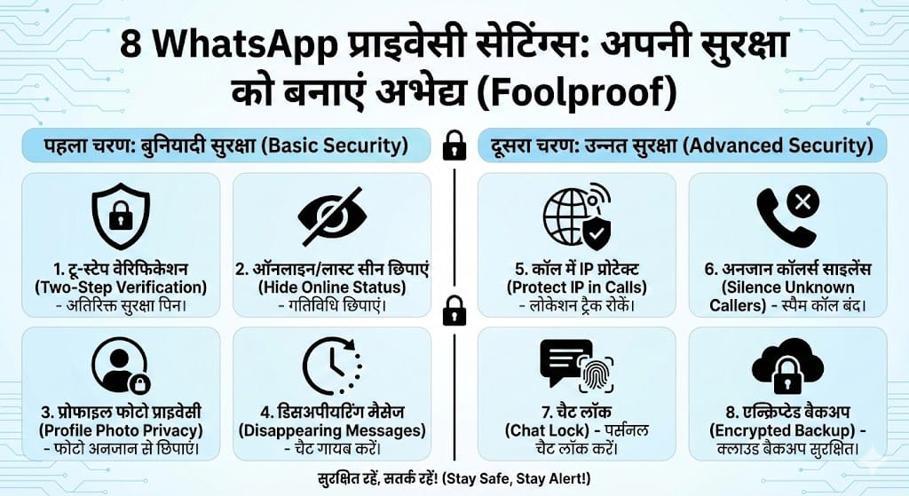 WhatsApp प्राइवेसी: ये 8 सेटिंग्स आपकी सुरक्षा को बनाएंगी अभेद्य (Foolproof) - अभी करें फॉलो