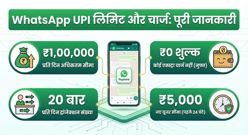 WhatsApp UPI Transaction Limit 2026: क्या आपको पता है WhatsApp से एक दिन में कितने पैसे भेज सकते हैं? पूरी जानकारी