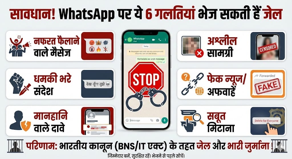 WhatsApp Users के लिए सख्त चेतावनी: भारत में जेल जाने से बचना है तो भूलकर भी न भेजें ये 6 तरह के मैसेज