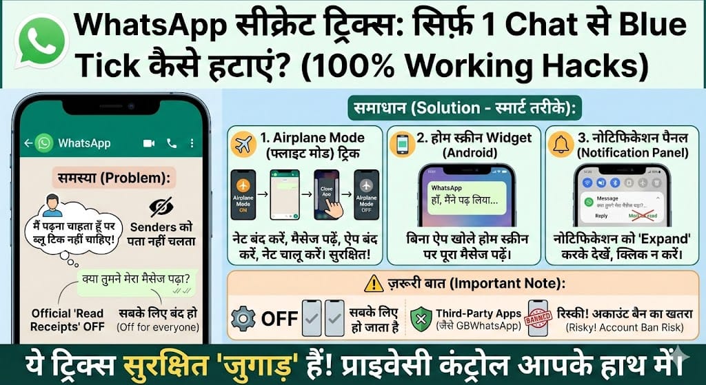 WhatsApp Secret Trick: सिर्फ़ 1 Chat से Blue Tick कैसे हटाएं? (Working Hacks)