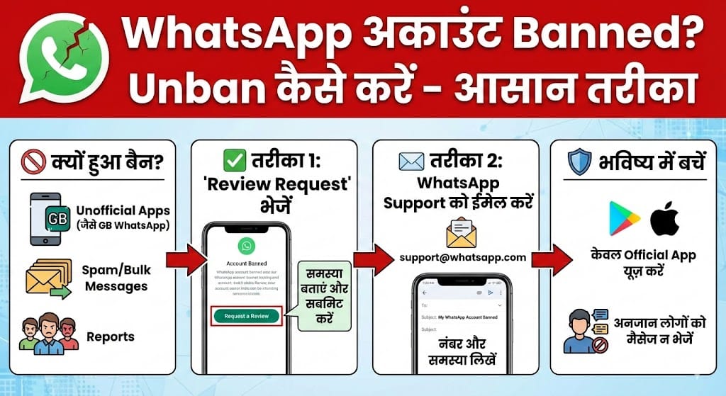 WhatsApp Account Banned? जानिये WhatsApp Unban करने का सबसे आसान और सुरक्षित तरीका 2026