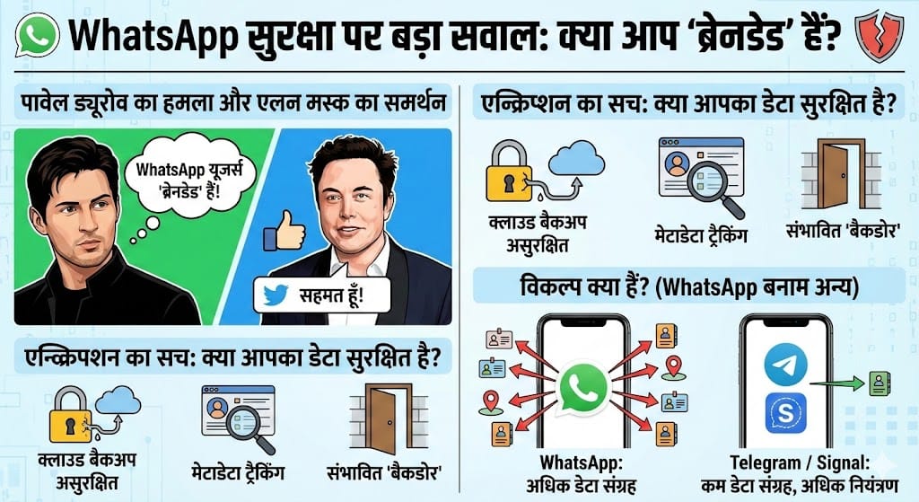 WhatsApp क्या सच में सुरक्षित है? Telegram CEO ने WhatsApp यूजर्स को कहा 'Braindead', Elon Musk का रिएक्शन वायरल WhatsApp क्या सच में सुरक्षित है? Telegram CEO ने WhatsApp यूजर्स को कहा 'Braindead', Elon Musk का रिएक्शन वायरल