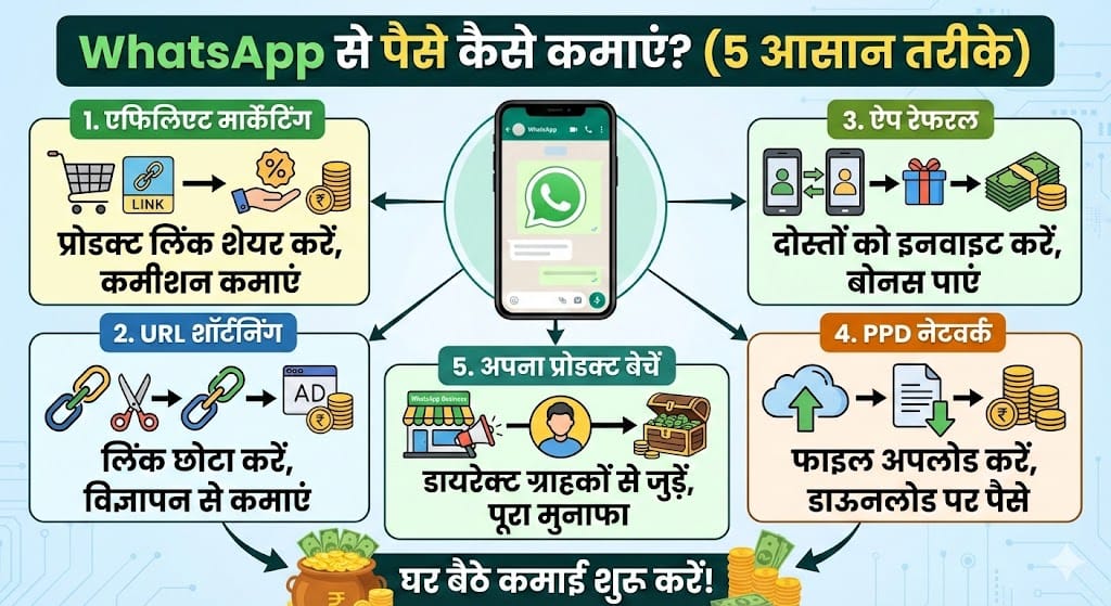 WhatsApp से पैसे कैसे कमाएं? हर महीने हजारों रुपये कमाने के 5 सीक्रेट तरीके