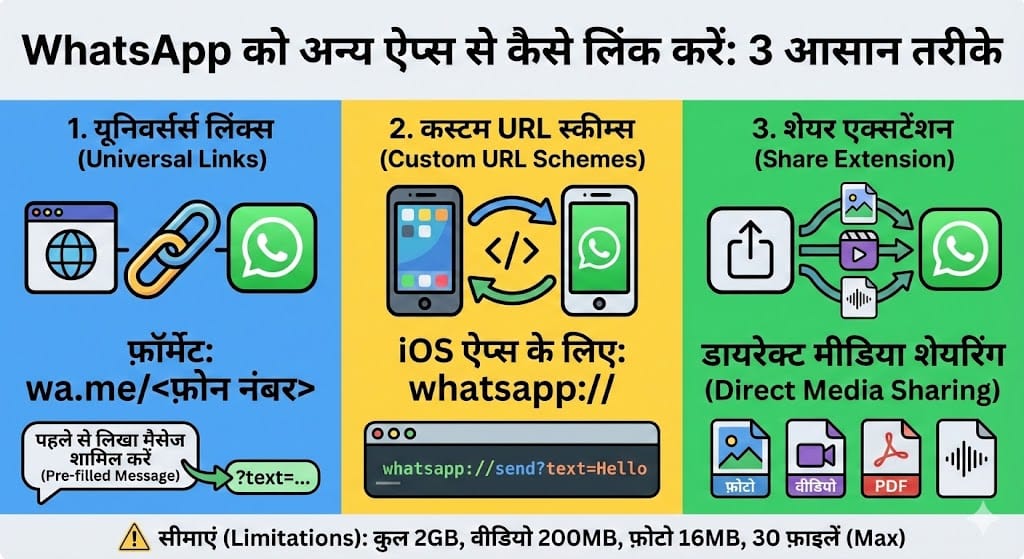 WhatsApp को किसी भी App या Website से कैसे लिंक करें? 2026 की सबसे बेहतरीन और आसान तरीका WhatsApp को किसी भी App या Website से कैसे लिंक करें? 2026 की सबसे बेहतरीन और आसान तरीका