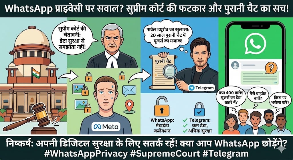 WhatsApp Privacy: सुप्रीम कोर्ट की चेतावनी और टेलीग्राम CEO का बड़ा खुलासा - क्या 400 करोड़ यूजर्स का डेटा खतरे में है?