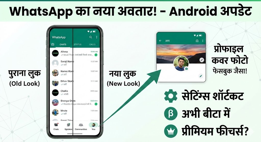 WhatsApp New Update: अब Android यूजर्स को मिलेगा नया इंटरफेस, कवर फोटो और धांसू शॉर्टकट्स - जानें सबकुछ!