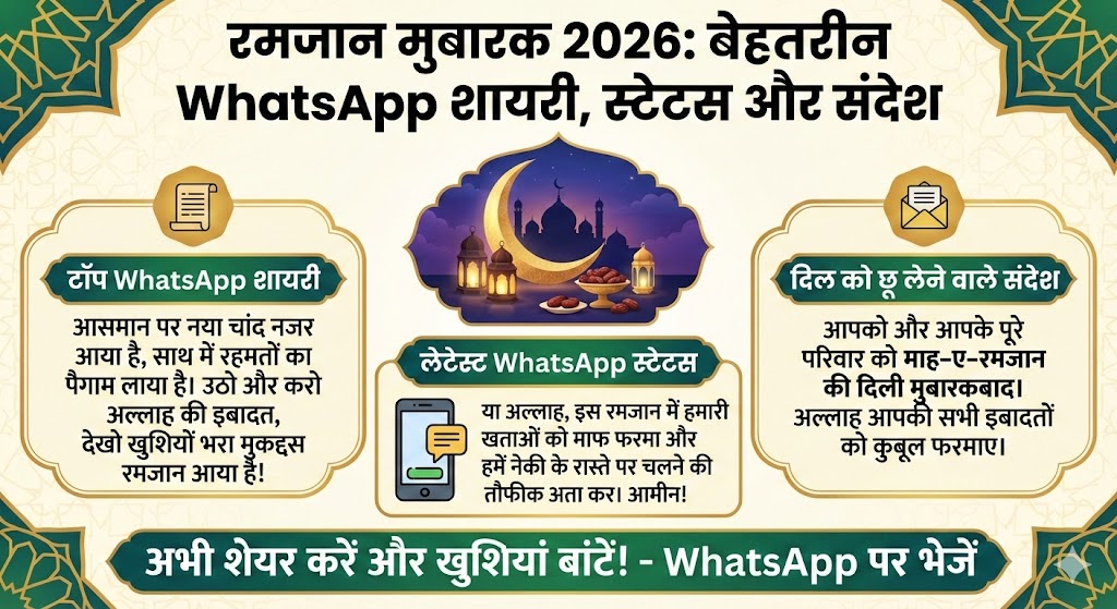 Ramadan Mubarak 2026: बेहतरीन WhatsApp शायरी, स्टेटस और संदेश