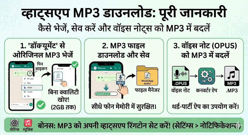 WhatsApp MP3 Download 2026: व्हाट्सएप पर MP3 गाने और ऑडियो कैसे डाउनलोड करें
