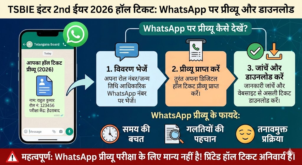 TSBIE Inter 2nd Year 2026 Hall Ticket: WhatsApp पर ऐसे चेक करें प्रीव्यू और डाउनलोड करें