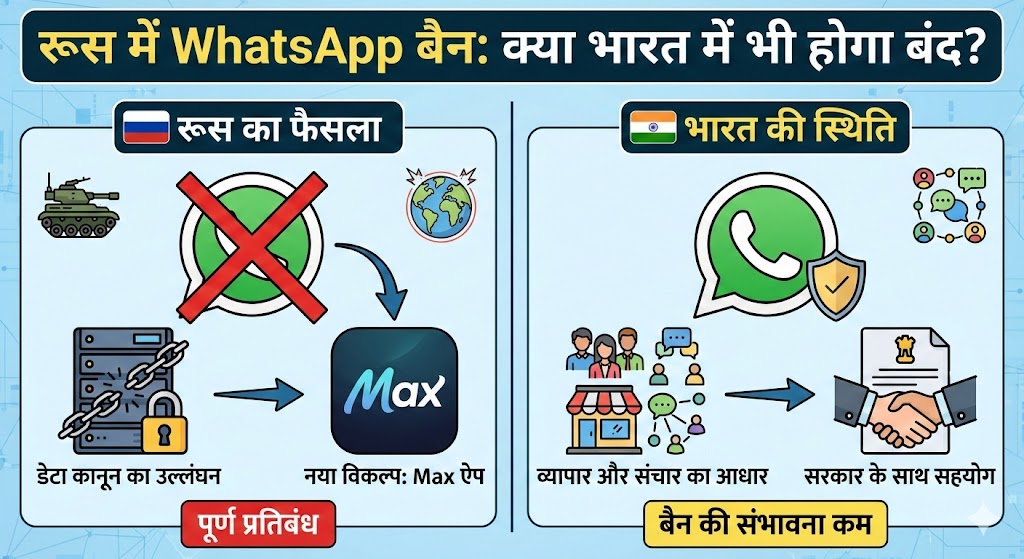 रूस में WhatsApp बैन के असली कारण और क्या भारत में भी WhatsApp बंद हो सकता है?