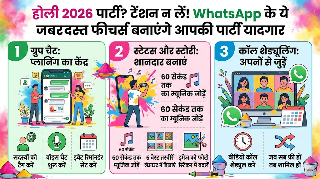 Holi 2026 की धमाकेदार पार्टी की प्लानिंग में WhatsApp कैसे करेगा आपकी मदद? जानें WhatsApp के जबरदस्त फीचर्स!