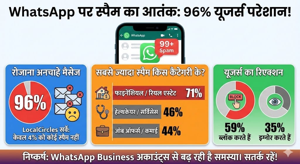 WhatsApp Spam Messages Alert: 96% भारतीय यूजर्स रोज झेल रहे हैं स्पैम का दर्द, सर्वे में चौंकाने वाला खुलासा