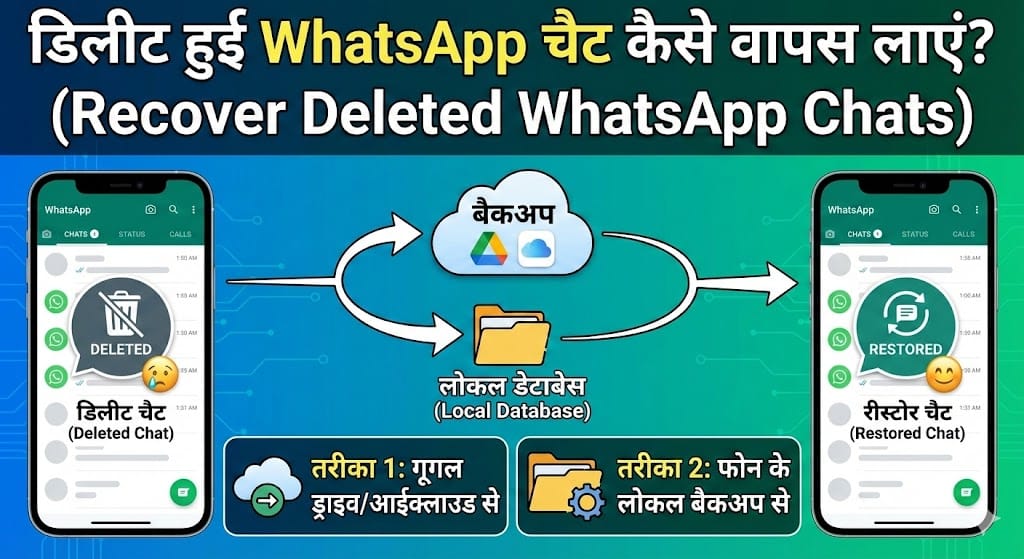 WhatsApp Deleted Chat Recovery: डिलीट हुई WhatsApp चैट कैसे वापस लाएं? WhatsApp Deleted Chat Recovery: डिलीट हुई WhatsApp चैट कैसे वापस लाएं?