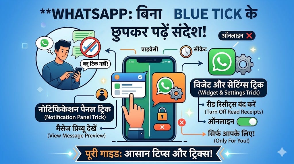WhatsApp Tricks, WhatsApp Privacy, Hide Blue Tick, Read WhatsApp Messages Secretly, WhatsApp Widget Trick, WhatsApp Settings Hindi, व्हाट्सऐप ट्रिक, ब्लू टिक कैसे छुपाएं, ऑनलाइन स्टेटस हाइड