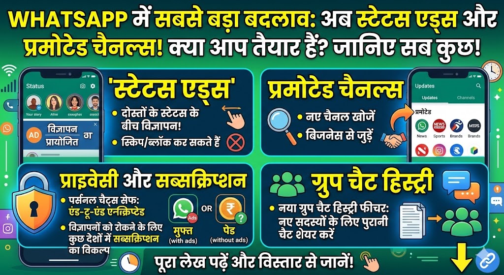 क्या WhatsApp पर अब दिखेंगे विज्ञापन? जानें WhatsApp Status Ads और WhatsApp Promoted Channels की पूरी सच्चाई