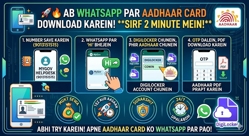 WhatsApp से आधार कार्ड कैसे डाउनलोड करें? WhatsApp पर Aadhaar Download करने का सबसे आसान तरीका WhatsApp से आधार कार्ड कैसे डाउनलोड करें? WhatsApp पर Aadhaar Download करने का सबसे आसान तरीका
