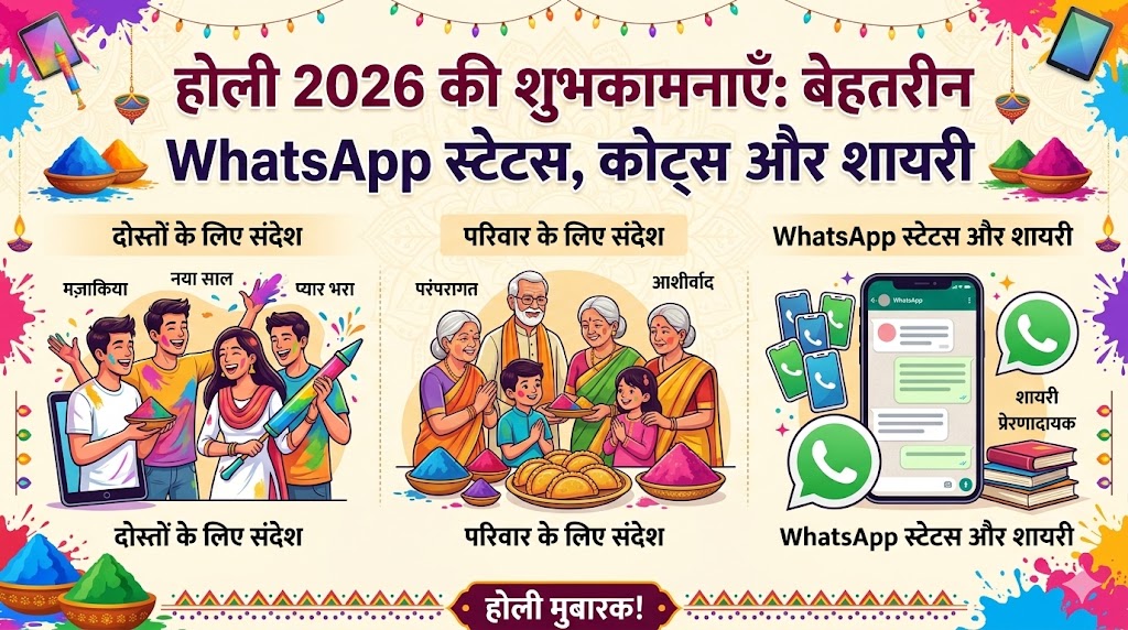 Happy Holi 2026: बेहतरीन WhatsApp मैसेज, कोट्स और विशेज से अपनों को दें बधाई