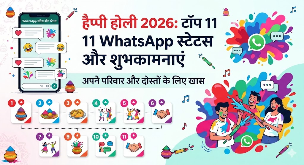 हैप्पी होली 2026: परिवार और दोस्तों के लिए टॉप 11 WhatsApp स्टेटस और शुभकामनाएं