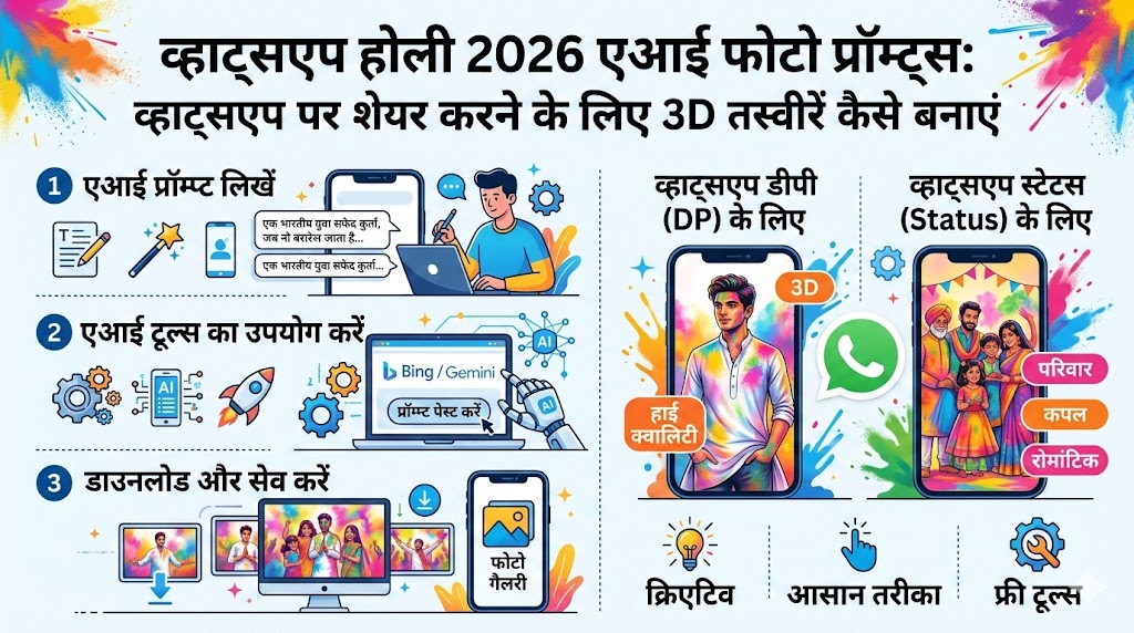 WhatsApp Holi 2026 AI Photo Prompts: WhatsApp पर शेयर करने के लिए 3D तस्वीरें कैसे बनाएं