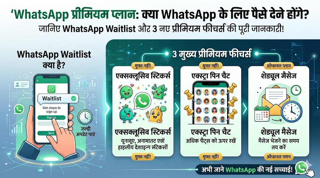 WhatsApp Premium Plan: अब WhatsApp चलाने के लिए देने होंगे पैसे? जानिए WhatsApp Waitlist और 3 नए फीचर्स की सच्चाई
