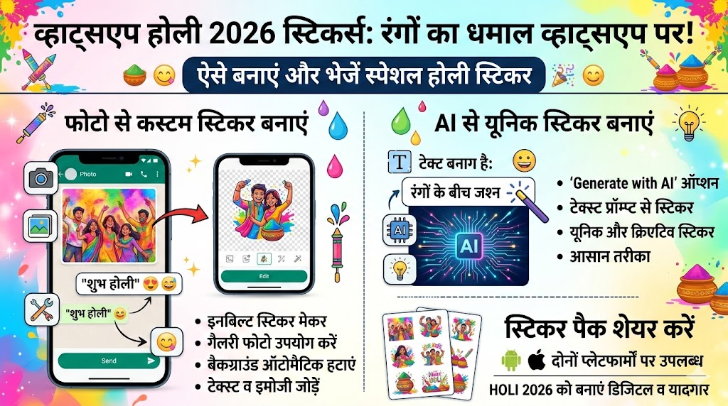 WhatsApp Holi 2026, WhatsApp Stickers, WhatsApp AI Sticker, Holi 2026 WhatsApp, WhatsApp Update, WhatsApp Feature, WhatsApp Hindi News, होली 2026 WhatsApp, WhatsApp स्टिकर, WhatsApp AI फीचर