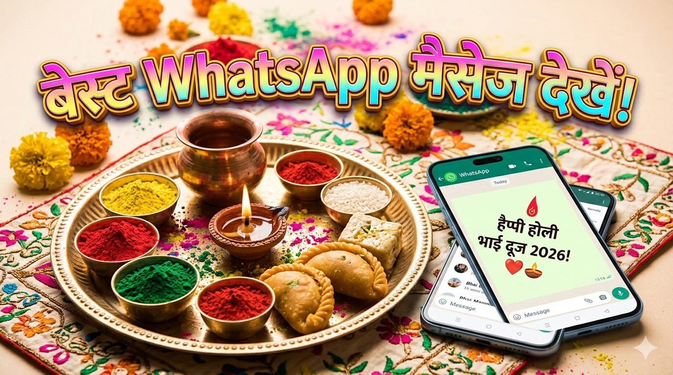 Holi Bhai Dooj 2026: WhatsApp पर इन संदेशों से बढ़ाएं भाई-बहन का प्यार, यहाँ देखें बेस्ट कोट्स और स्टेटस