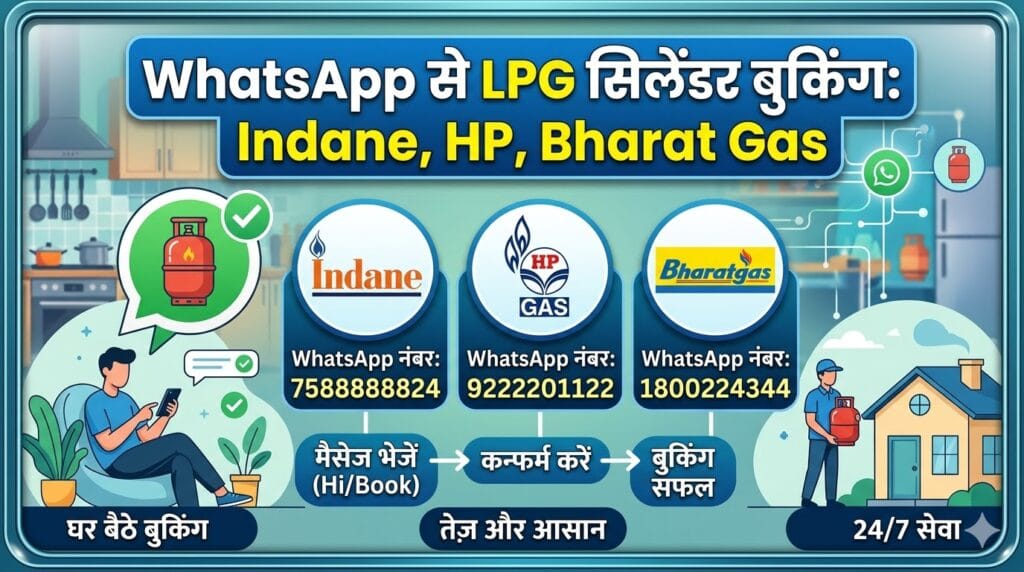 LPG Cylinder Booking WhatsApp Number: Indane, HP और Bharat Gas बुक करने का आसान तरीका