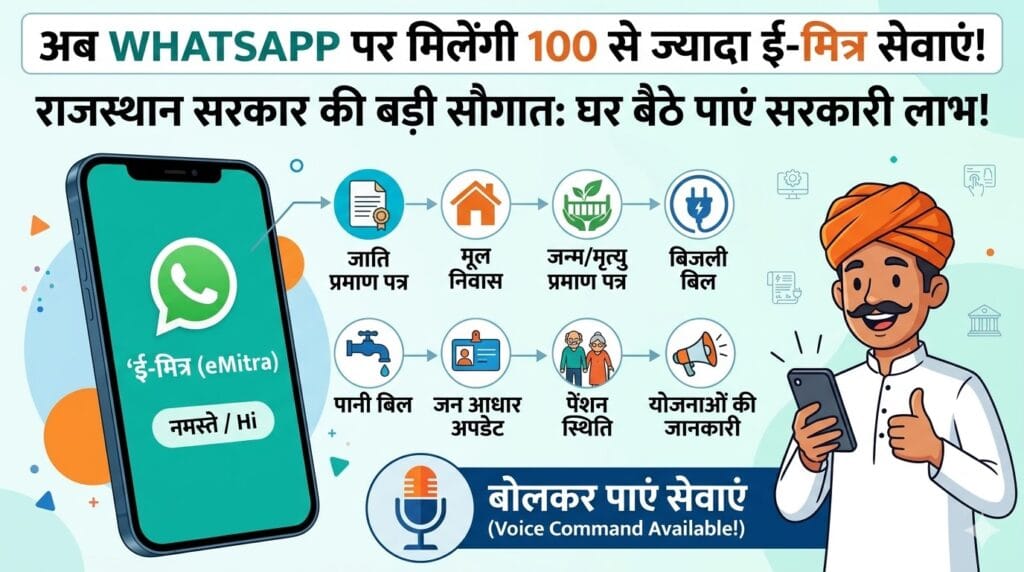 WhatsApp eMitra Service: अब व्हाट्सऐप पर मिलेंगी 100 से ज्यादा सरकारी सेवाएं, घर बैठे 'Hi' लिखकर पूरे होंगे काम