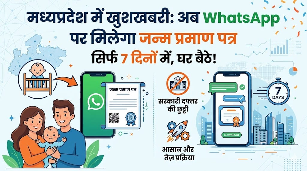 MP Birth Certificate via WhatsApp: अब घर बैठे 7 दिन में पाएं जन्म प्रमाण पत्र