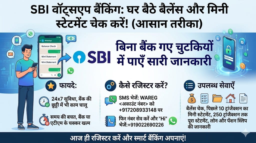 SBI WhatsApp Banking: अब बैंक जाने की टेंशन खत्म! घर बैठे चुटकियों में चेक करें बैलेंस और मिनी स्टेटमेंट—जानें आसान तरीका